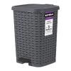 imageSuperio Mini Trash Can with Foot Pedal Small Outdoor Garbage Can with Lid 15 Gallon Plastic Waste Basket for Bathroom Bedroom Kitchen Office Patio Wicker Brown 6 QTGray