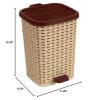 imageSuperio Mini Trash Can with Foot Pedal Small Outdoor Garbage Can with Lid 15 Gallon Plastic Waste Basket for Bathroom Bedroom Kitchen Office Patio Wicker Brown 6 QTBeige and Brown