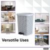 imageSuperio Mini Trash Can with Foot Pedal Small Outdoor Garbage Can with Lid 15 Gallon Plastic Waste Basket for Bathroom Bedroom Kitchen Office Patio Wicker Brown 6 QTWhite