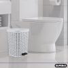 imageSuperio Mini Trash Can with Foot Pedal Small Outdoor Garbage Can with Lid 15 Gallon Plastic Waste Basket for Bathroom Bedroom Kitchen Office Patio Wicker Brown 6 QTWhite