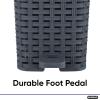 imageSuperio Mini Trash Can with Foot Pedal Small Outdoor Garbage Can with Lid 15 Gallon Plastic Waste Basket for Bathroom Bedroom Kitchen Office Patio Wicker Brown 6 QTGray