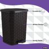 imageSuperio Mini Trash Can with Foot Pedal Small Outdoor Garbage Can with Lid 15 Gallon Plastic Waste Basket for Bathroom Bedroom Kitchen Office Patio Wicker Brown 6 QTBrown