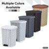 imageSuperio Mini Trash Can with Foot Pedal Small Outdoor Garbage Can with Lid 15 Gallon Plastic Waste Basket for Bathroom Bedroom Kitchen Office Patio Wicker Brown 6 QTWhite
