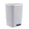 imageSuperio Mini Trash Can with Foot Pedal Small Outdoor Garbage Can with Lid 15 Gallon Plastic Waste Basket for Bathroom Bedroom Kitchen Office Patio Wicker Brown 6 QTWhite Smoke