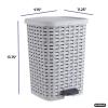 imageSuperio Mini Trash Can with Foot Pedal Small Outdoor Garbage Can with Lid 15 Gallon Plastic Waste Basket for Bathroom Bedroom Kitchen Office Patio Wicker Brown 6 QTSmoke
