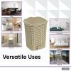 imageSuperio Mini Trash Can with Foot Pedal Small Outdoor Garbage Can with Lid 15 Gallon Plastic Waste Basket for Bathroom Bedroom Kitchen Office Patio Wicker Brown 6 QTBeige and Brown