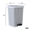 imageSuperio Mini Trash Can with Foot Pedal Small Outdoor Garbage Can with Lid 15 Gallon Plastic Waste Basket for Bathroom Bedroom Kitchen Office Patio Wicker Brown 6 QTWhite Smoke