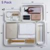 imageSuperio Ribbed Collection  Decorative Plastic Desk Drawer Organizer Tray Blue Set of 5 Open Home Storage Bins Organizer Baskets for Organizing Closet Shelves Drawer ShelfWhite