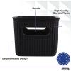 imageSuperio Ribbed Collection  Decorative Plastic Open Home Storage Bins Organizer Baskets Large Brown 2 Pack Container Boxes for Organizing Closet Shelves Drawer Shelf 15 Liter16 QuartBrown