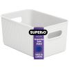 imageSuperio Ribbed Collection  Decorative Plastic Open Home Storage Bins Organizer Baskets Large Brown 2 Pack Container Boxes for Organizing Closet Shelves Drawer Shelf 15 Liter16 QuartWhite