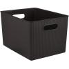 imageSuperio Ribbed Collection  Decorative Plastic Open Home Storage Bins Organizer Baskets Large Brown 2 Pack Container Boxes for Organizing Closet Shelves Drawer Shelf 15 Liter16 QuartBrown