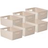 imageSuperio Ribbed Collection  Decorative Plastic Open Home Storage Bins Organizer Baskets Large Brown 2 Pack Container Boxes for Organizing Closet Shelves Drawer Shelf 15 Liter16 QuartEcoFriendly