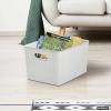 imageSuperio Ribbed Collection  Decorative Plastic Open Home Storage Bins Organizer Baskets Large Brown 2 Pack Container Boxes for Organizing Closet Shelves Drawer Shelf 15 Liter16 QuartWhite