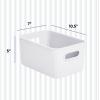 imageSuperio Ribbed Collection  Decorative Plastic Open Home Storage Bins Organizer Baskets Large Brown 2 Pack Container Boxes for Organizing Closet Shelves Drawer Shelf 15 Liter16 QuartWhite