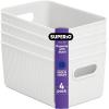 imageSuperio Ribbed Collection  Decorative Plastic Open Home Storage Bins Organizer Baskets Large Brown 2 Pack Container Boxes for Organizing Closet Shelves Drawer Shelf 15 Liter16 QuartWhite
