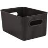 imageSuperio Ribbed Collection  Decorative Plastic Open Home Storage Bins Organizer Baskets Large Brown 2 Pack Container Boxes for Organizing Closet Shelves Drawer Shelf 15 Liter16 QuartBrown