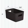 imageSuperio Ribbed Collection  Decorative Plastic Open Home Storage Bins Organizer Baskets Large Brown 2 Pack Container Boxes for Organizing Closet Shelves Drawer Shelf 15 Liter16 QuartBrown