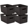 imageSuperio Ribbed Collection  Decorative Plastic Open Home Storage Bins Organizer Baskets Large Brown 2 Pack Container Boxes for Organizing Closet Shelves Drawer Shelf 15 Liter16 QuartBrown