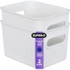 imageSuperio Ribbed Collection  Decorative Plastic Open Home Storage Bins Organizer Baskets Large Brown 2 Pack Container Boxes for Organizing Closet Shelves Drawer Shelf 15 Liter16 QuartWhite