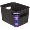 imageSuperio Ribbed Collection  Decorative Plastic Open Home Storage Bins Organizer Baskets Large Brown 2 Pack Container Boxes for Organizing Closet Shelves Drawer Shelf 15 Liter16 QuartBrown