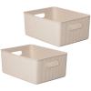 imageSuperio Ribbed Collection  Decorative Plastic Open Home Storage Bins Organizer Baskets Large Brown 2 Pack Container Boxes for Organizing Closet Shelves Drawer Shelf 15 Liter16 QuartEcoFriendly