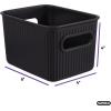 imageSuperio Ribbed Collection  Decorative Plastic Open Home Storage Bins Organizer Baskets Large Brown 2 Pack Container Boxes for Organizing Closet Shelves Drawer Shelf 15 Liter16 QuartBrown
