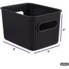 imageSuperio Ribbed Collection  Decorative Plastic Open Home Storage Bins Organizer Baskets Large Brown 2 Pack Container Boxes for Organizing Closet Shelves Drawer Shelf 15 Liter16 QuartBrown