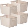 imageSuperio Ribbed Collection  Decorative Plastic Open Home Storage Bins Organizer Baskets Large Brown 2 Pack Container Boxes for Organizing Closet Shelves Drawer Shelf 15 Liter16 QuartEcoFriendly