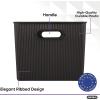 imageSuperio Ribbed Collection  Decorative Plastic Open Home Storage Bins Organizer Baskets Large Brown 2 Pack Container Boxes for Organizing Closet Shelves Drawer Shelf 15 Liter16 QuartBrown
