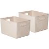 imageSuperio Ribbed Collection  Decorative Plastic Open Home Storage Bins Organizer Baskets Large Brown 2 Pack Container Boxes for Organizing Closet Shelves Drawer Shelf 15 Liter16 QuartEcoFriendly
