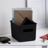 imageSuperio Ribbed Collection  Decorative Plastic Open Home Storage Bins Organizer Baskets Large Brown 2 Pack Container Boxes for Organizing Closet Shelves Drawer Shelf 15 Liter16 QuartBrown