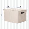 imageSuperio Ribbed Collection  Decorative Plastic Open Home Storage Bins Organizer Baskets Large Brown 2 Pack Container Boxes for Organizing Closet Shelves Drawer Shelf 15 Liter16 QuartEcoFriendly