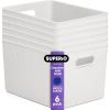 imageSuperio Ribbed Collection  Decorative Plastic Open Home Storage Bins Organizer Baskets Large Brown 2 Pack Container Boxes for Organizing Closet Shelves Drawer Shelf 15 Liter16 QuartWhite