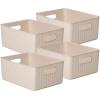 imageSuperio Ribbed Collection  Decorative Plastic Open Home Storage Bins Organizer Baskets Large Brown 2 Pack Container Boxes for Organizing Closet Shelves Drawer Shelf 15 Liter16 QuartEcoFriendly