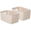 imageSuperio Ribbed Collection  Decorative Plastic Open Home Storage Bins Organizer Baskets Large Brown 2 Pack Container Boxes for Organizing Closet Shelves Drawer Shelf 15 Liter16 QuartEcoFriendly