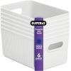 imageSuperio Ribbed Collection  Decorative Plastic Open Home Storage Bins Organizer Baskets Large Brown 2 Pack Container Boxes for Organizing Closet Shelves Drawer Shelf 15 Liter16 QuartWhite