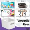 imageSuperio Ribbed Collection  Decorative Plastic Open Home Storage Bins Organizer Baskets Large Brown 2 Pack Container Boxes for Organizing Closet Shelves Drawer Shelf 15 Liter16 QuartWhite