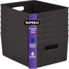 imageSuperio Ribbed Collection  Decorative Plastic Open Home Storage Bins Organizer Baskets Large Brown 2 Pack Container Boxes for Organizing Closet Shelves Drawer Shelf 15 Liter16 QuartBrown