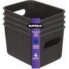 imageSuperio Ribbed Collection  Decorative Plastic Open Home Storage Bins Organizer Baskets Large Brown 2 Pack Container Boxes for Organizing Closet Shelves Drawer Shelf 15 Liter16 QuartBrown