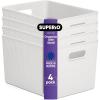 imageSuperio Ribbed Collection  Decorative Plastic Open Home Storage Bins Organizer Baskets Large Brown 2 Pack Container Boxes for Organizing Closet Shelves Drawer Shelf 15 Liter16 QuartWhite