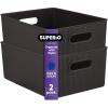 imageSuperio Ribbed Collection  Decorative Plastic Open Home Storage Bins Organizer Baskets Large Brown 2 Pack Container Boxes for Organizing Closet Shelves Drawer Shelf 15 Liter16 QuartBrown