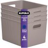 imageSuperio Ribbed Collection  Decorative Plastic Open Home Storage Bins Organizer Baskets Large Taupe 2 Pack Container Boxes for Organizing Closet Shelves Drawer Shelf 15 Liter16 QuartBin  Extra Large 22 Liter