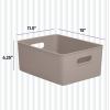 imageSuperio Ribbed Collection  Decorative Plastic Open Home Storage Bins Organizer Baskets Large Taupe 2 Pack Container Boxes for Organizing Closet Shelves Drawer Shelf 15 Liter16 QuartBin  Large 15 Liter