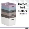 imageSuperio Ribbed Collection  Decorative Plastic Open Home Storage Bins Organizer Baskets Large Taupe 2 Pack Container Boxes for Organizing Closet Shelves Drawer Shelf 15 Liter16 QuartBin  Extra Large 22 Liter
