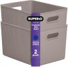 imageSuperio Ribbed Collection  Decorative Plastic Open Home Storage Bins Organizer Baskets Large Taupe 2 Pack Container Boxes for Organizing Closet Shelves Drawer Shelf 15 Liter16 QuartBin  Extra Large 22 Liter
