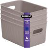 imageSuperio Ribbed Collection  Decorative Plastic Open Home Storage Bins Organizer Baskets Large Taupe 2 Pack Container Boxes for Organizing Closet Shelves Drawer Shelf 15 Liter16 QuartBin  Medium 5 Liter
