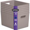 imageSuperio Ribbed Collection  Decorative Plastic Open Home Storage Bins Organizer Baskets Large Taupe 2 Pack Container Boxes for Organizing Closet Shelves Drawer Shelf 15 Liter16 QuartBin  Extra Large 22 Liter