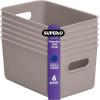 imageSuperio Ribbed Collection  Decorative Plastic Open Home Storage Bins Organizer Baskets Large Taupe 2 Pack Container Boxes for Organizing Closet Shelves Drawer Shelf 15 Liter16 QuartBin  Medium 5 Liter