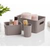 imageSuperio Ribbed Collection  Decorative Plastic Open Home Storage Bins Organizer Baskets Large Taupe 2 Pack Container Boxes for Organizing Closet Shelves Drawer Shelf 15 Liter16 QuartBin  Large 15 Liter