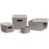 imageSuperio Ribbed Collection  Decorative Plastic Open Home Storage Bins Organizer Baskets Large Taupe 2 Pack Container Boxes for Organizing Closet Shelves Drawer Shelf 15 Liter16 QuartBin  Small 15 Liter